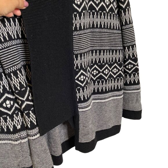 Talbots Cardigan Womens Petite Small Black Ivory Fairisle Intarsia Wool Blend - Picture 4 of 12